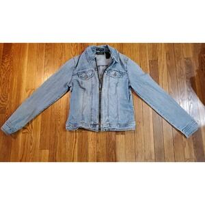 Axcess by Liz Claiborne Size 6 Women's Fitted Denim Jean Jacket‎ Blue, Zip